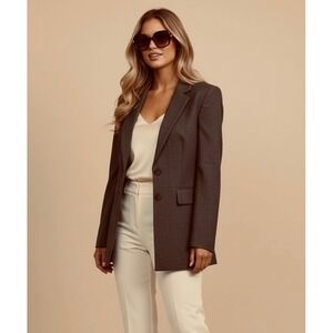 Vintage Y2K Simon Chang Blazer Dress Career Wear Button Front Brown Size 6